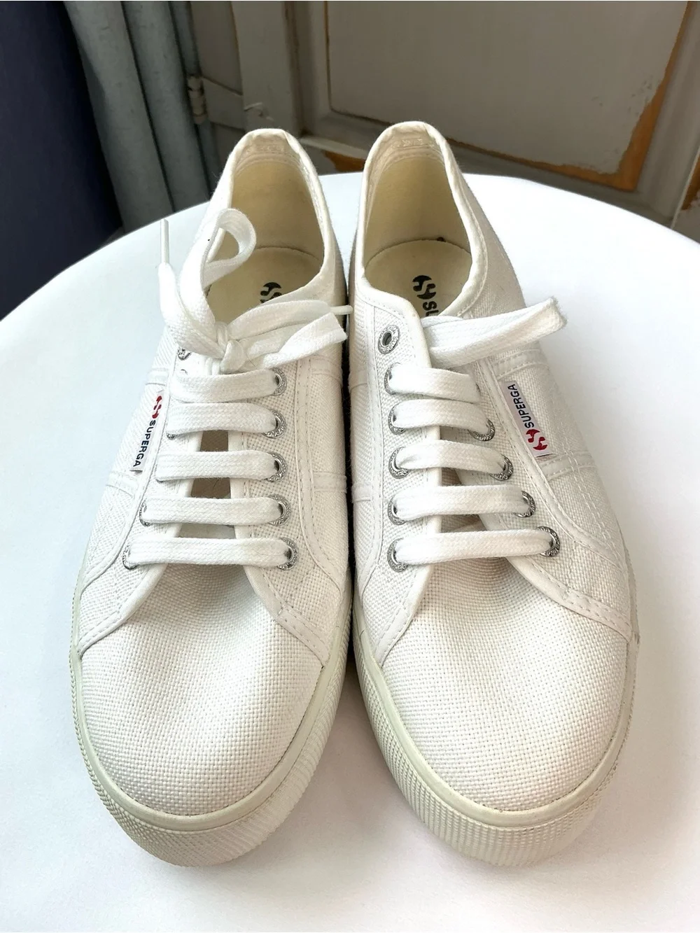 Superga | 2790 White Platform Canvas Sneakers Size US 8 EU 39 Lace Up Casual